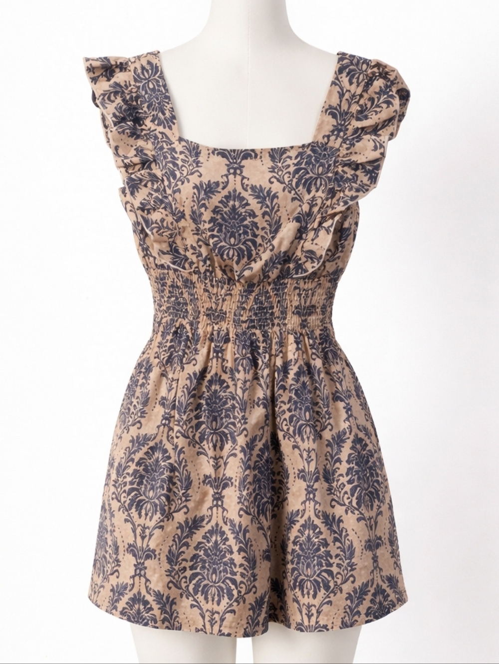 Shein Frenchy Smocked Pinafore Ruffle Floral Romper Large Cottagecore Prairie